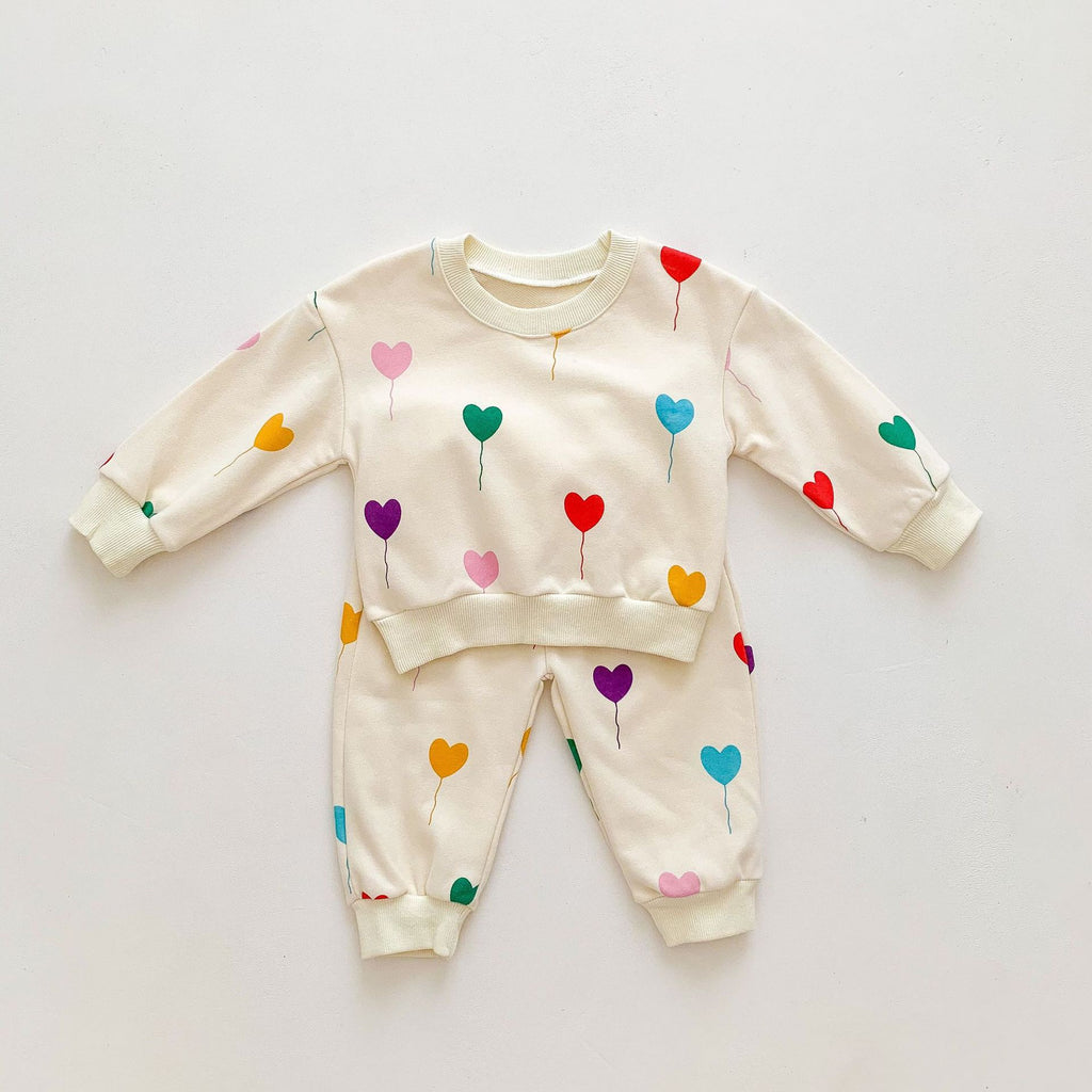 2PCS Set Love Balloon Knitted Pullover Set Children Sweater