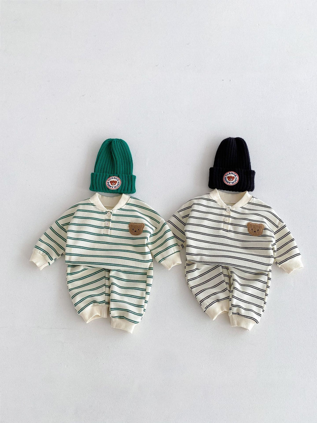 Kid Baby Clothes Set Striped Cartoon Hoodies+Pants 2PCS Tracksuit