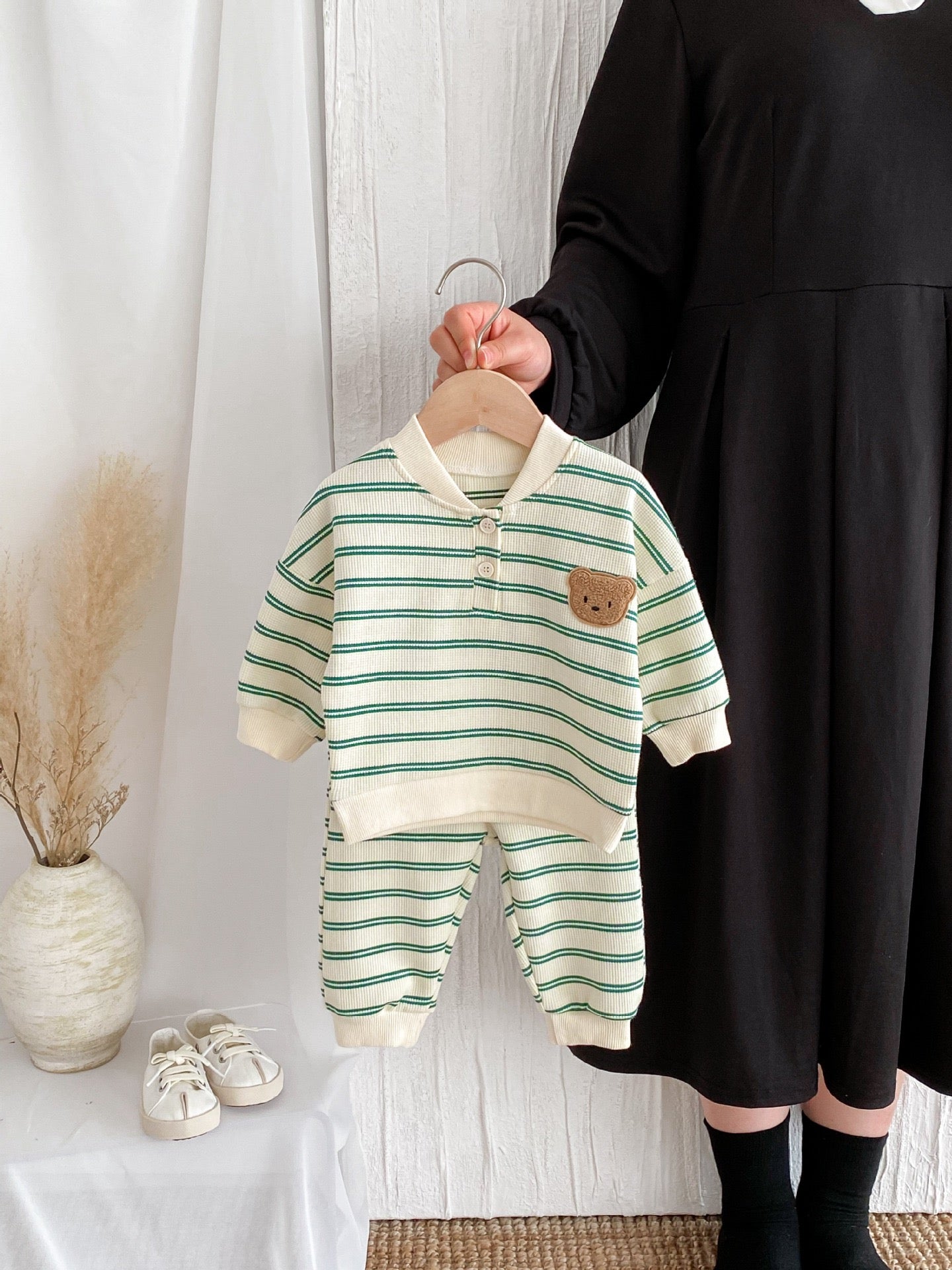 Kid Baby Clothes Set Striped Cartoon Hoodies+Pants 2PCS Tracksuit