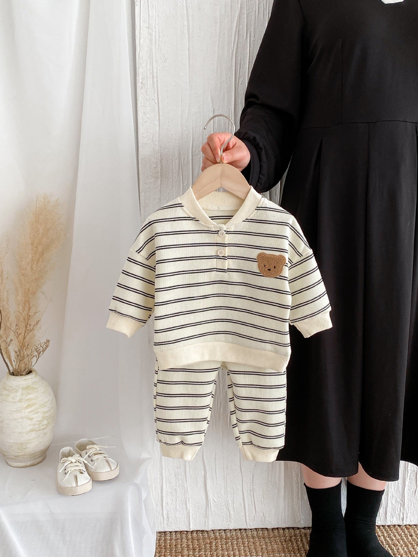 Kid Baby Clothes Set Striped Cartoon Hoodies+Pants 2PCS Tracksuit