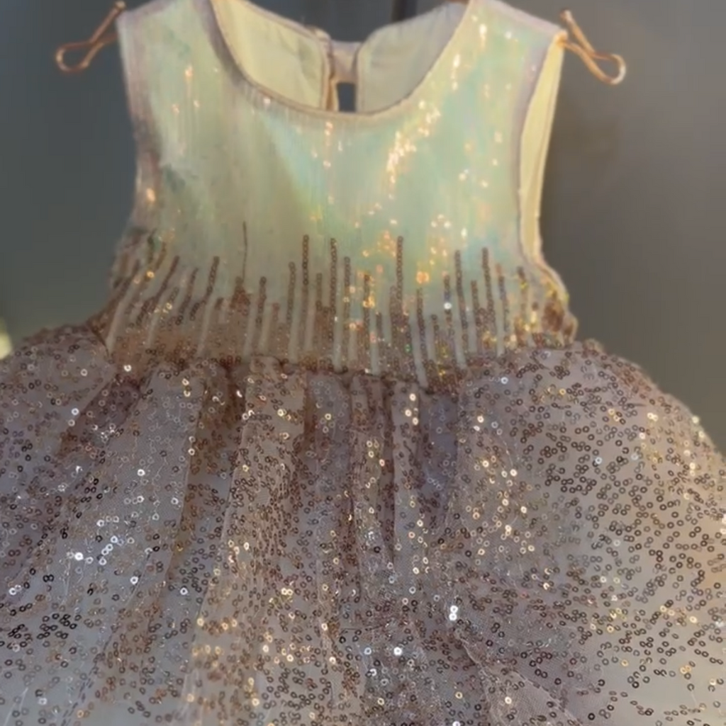 Children's Shiny Princess Dress with Bow
