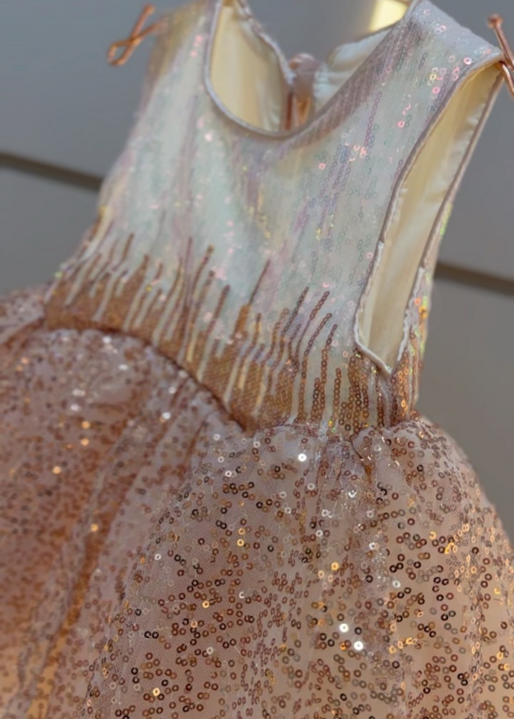 Children's Shiny Princess Dress with Bow