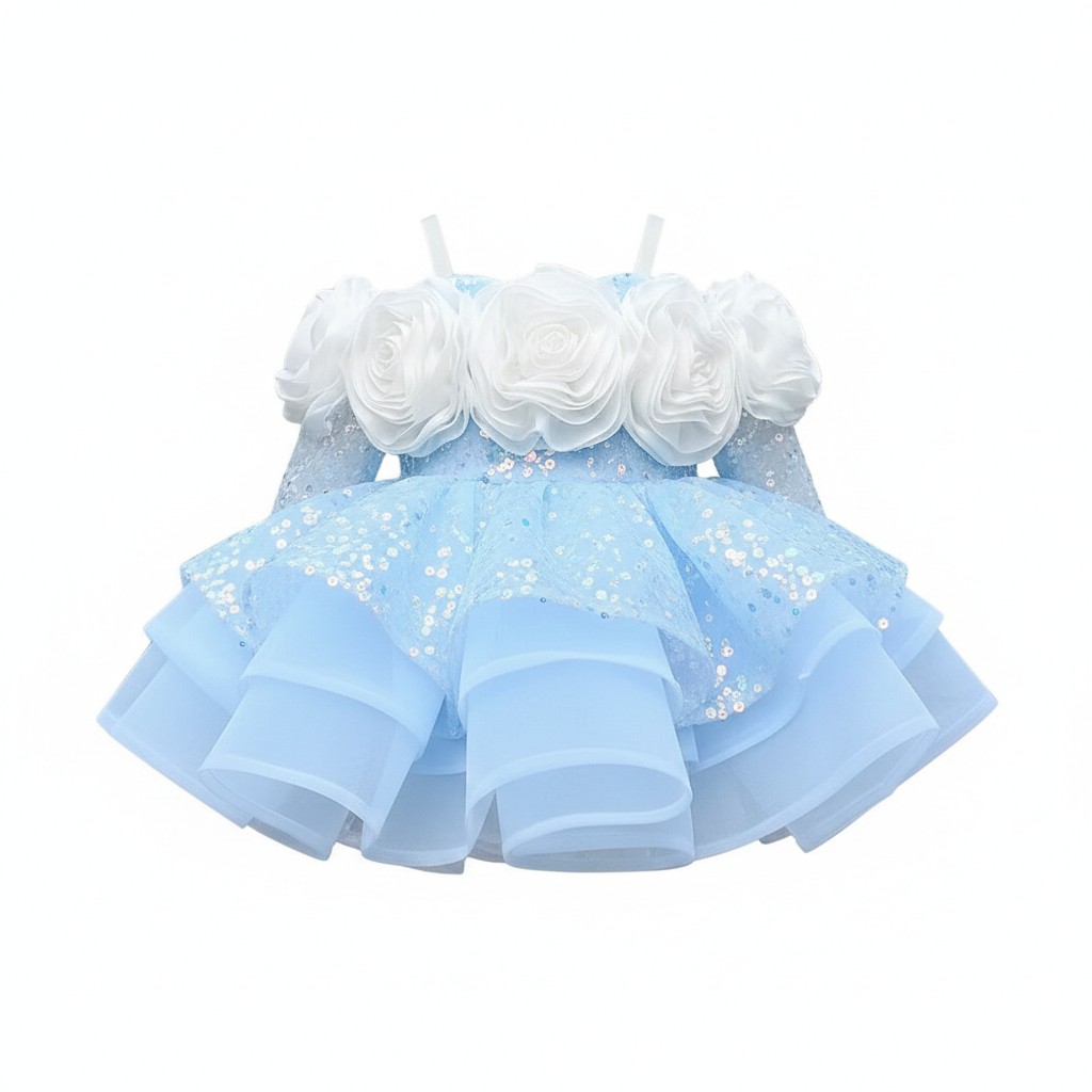 Children's Dress with Sparkling Flowers