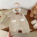 Baby Romper with Stripes and Teddy Bear