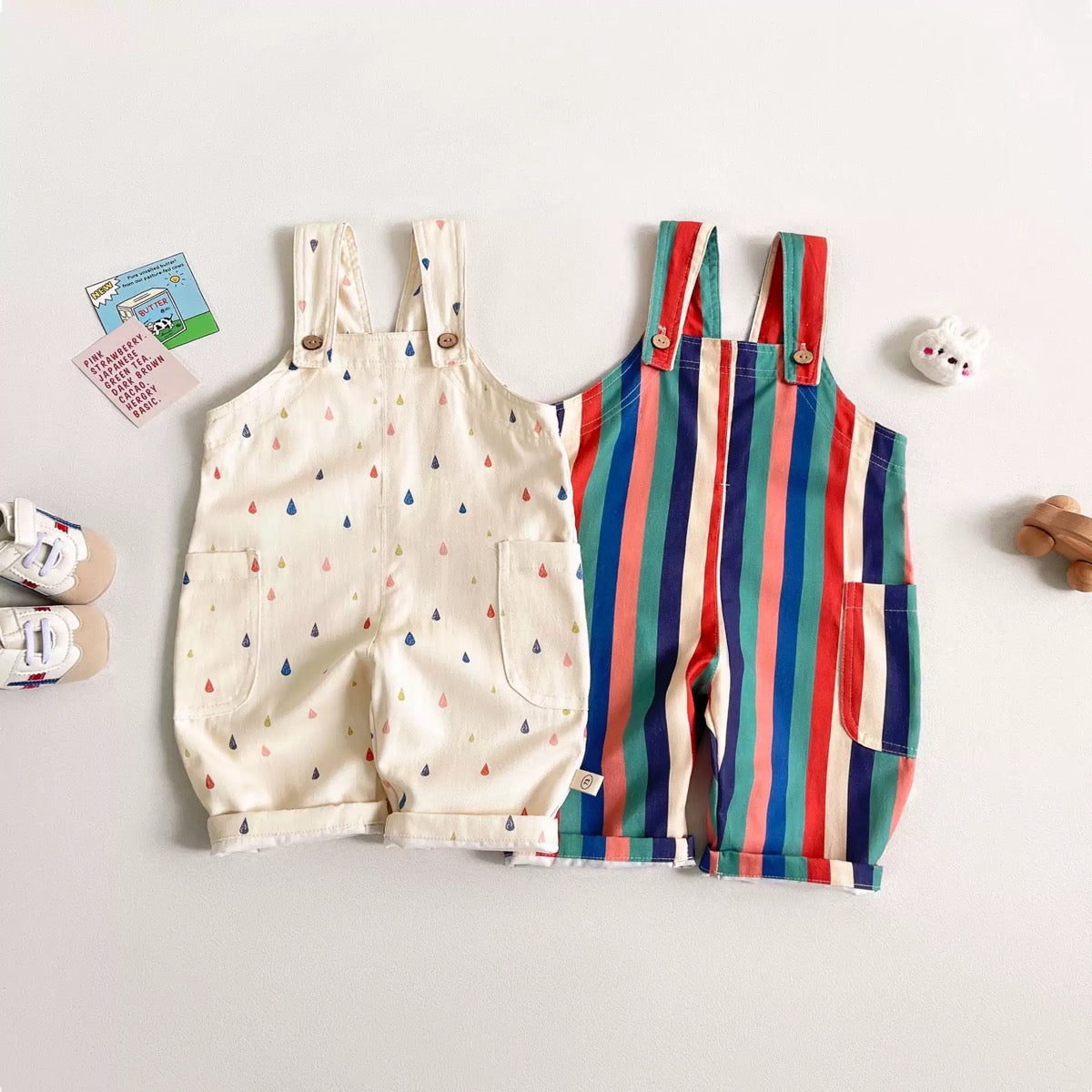 Children Clothes Fashion Overalls Polka Dot Striped Jumpsuits Rompers