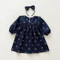 Long Sleeved Flower Print Baby Girl Romper Kids Princess Dresses