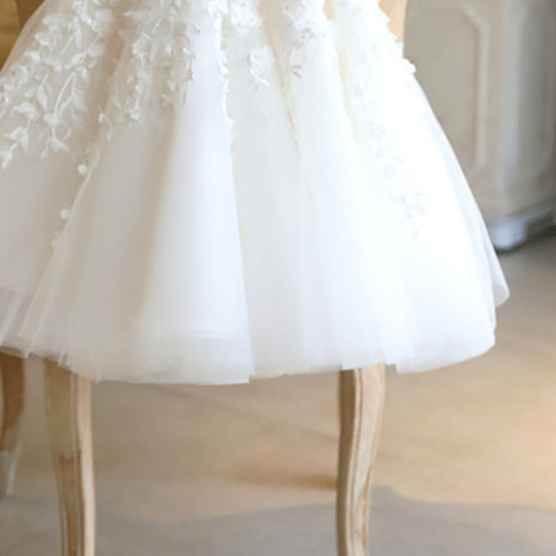 Abito Bambina Floreale Bianco e Tulle