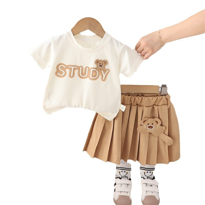 Set di Abiti per Bambini Maglietta a Maniche Corte + Gonna 2 pezzi