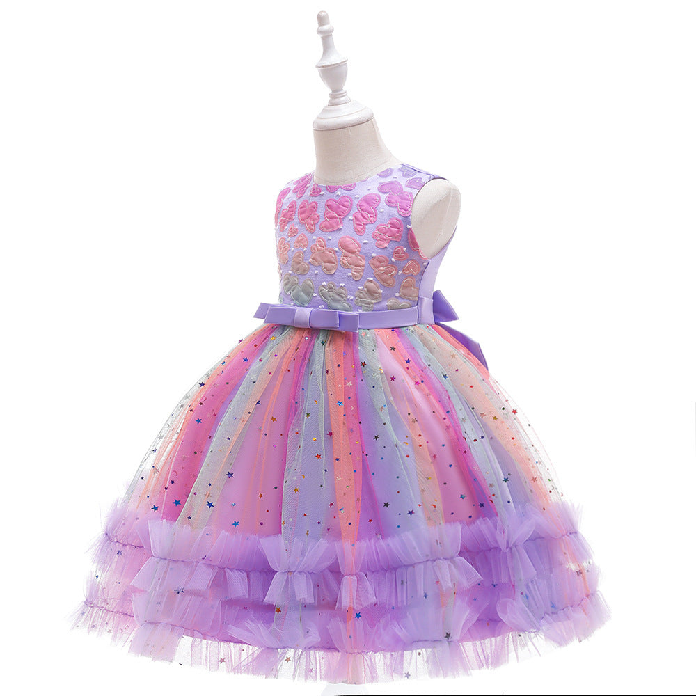 Abito da festa con stelle di tulle colorate