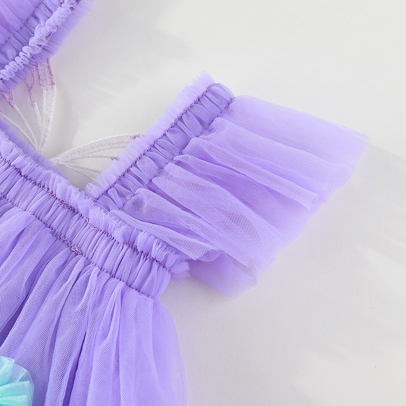 Children's Tulle Dress with Wings and Flowers