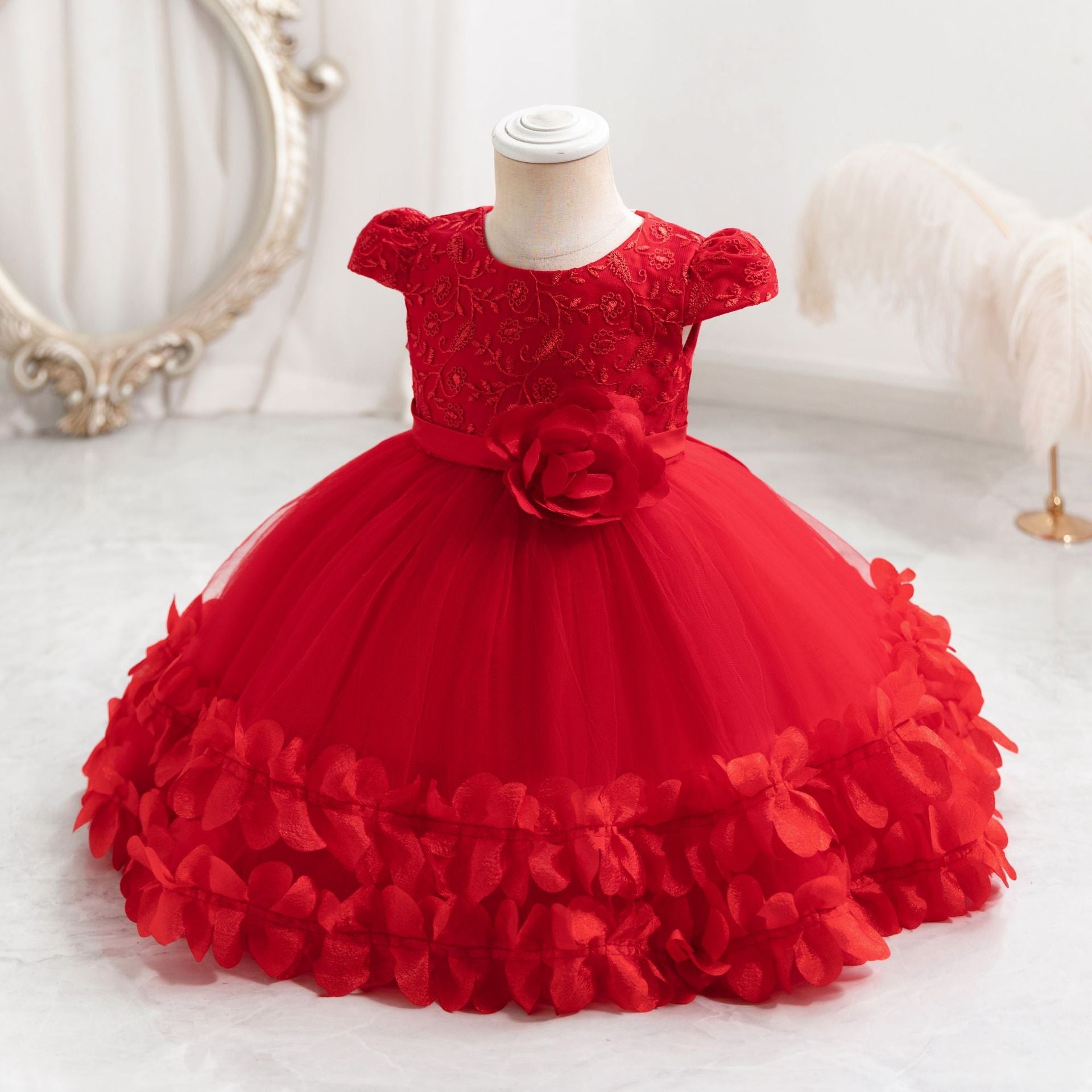 Children's Flower and Tulle Party Dress