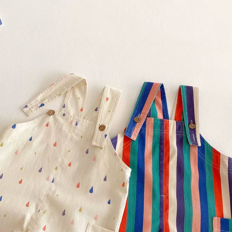 Children Clothes Fashion Overalls Polka Dot Striped Jumpsuits Rompers