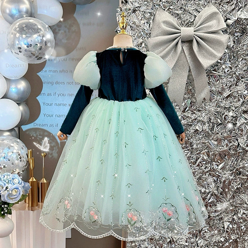 Blue Floral Party Dress