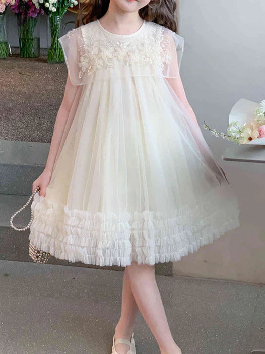Children's Dress with Floral Collar