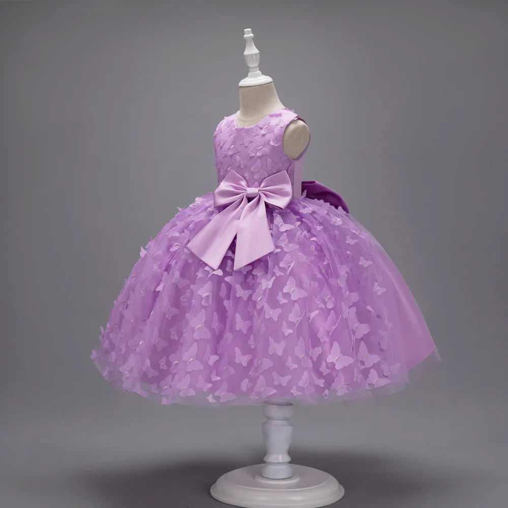 Children's Dress with Butterflies and Bow