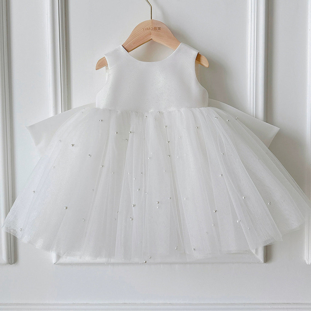 Children's Party Dress with Pearls and Bow