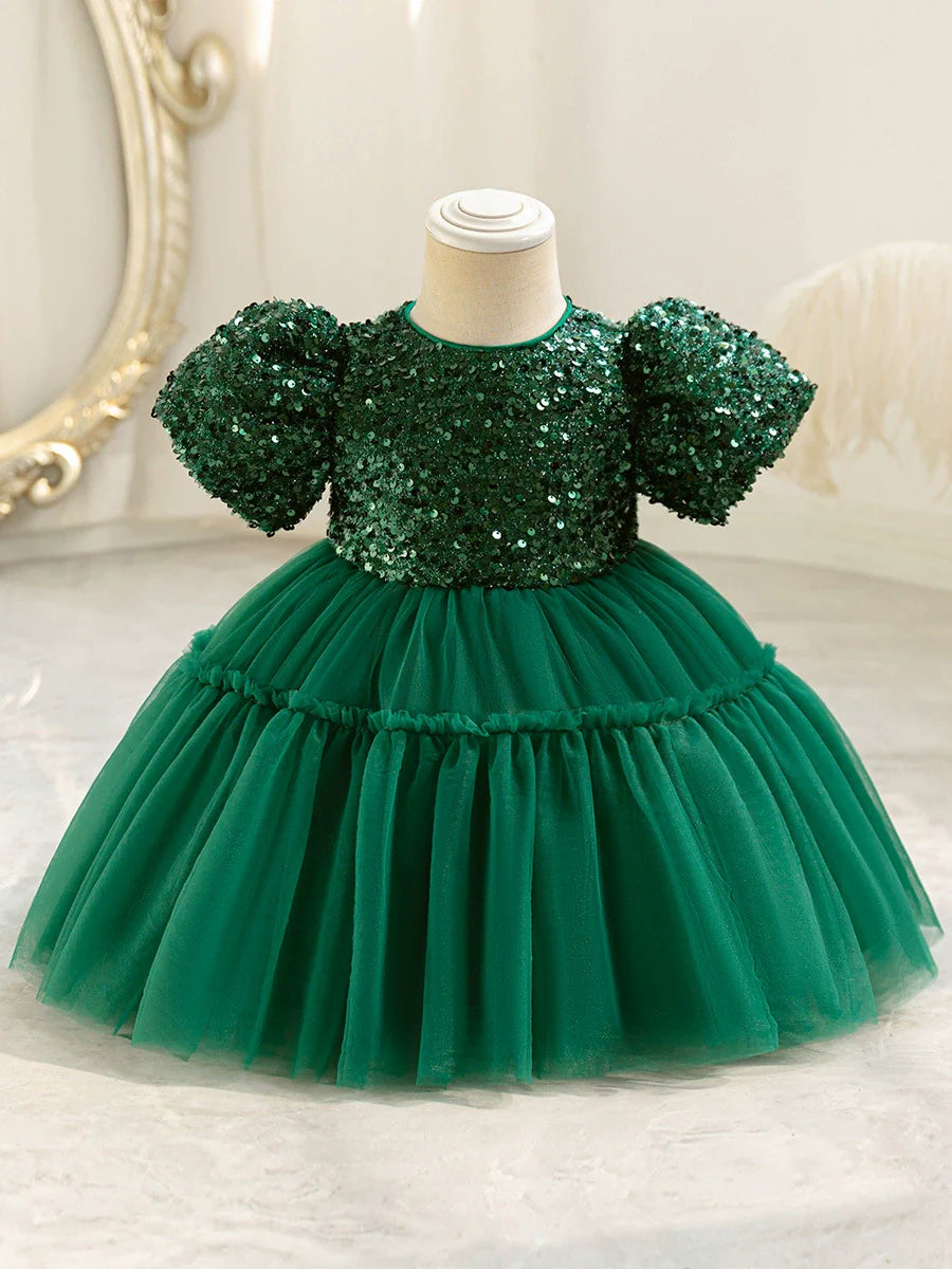 Children's Party Dress with Shiny and Layered Tulle