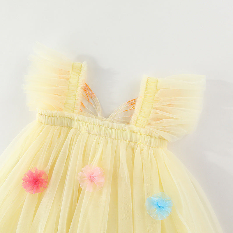 Children's Tulle Dress with Wings and Flowers