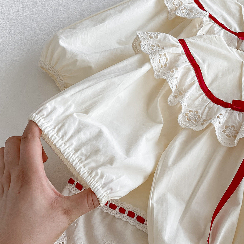 Women's Bodysuit/Dress with Lace and Bow