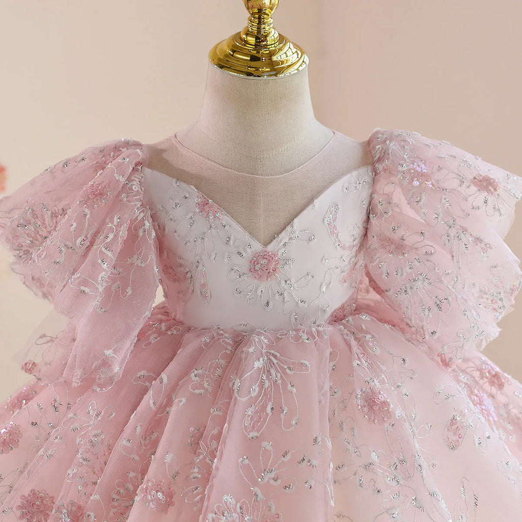 Bouffant Party Dress Flowers and Rhinestones