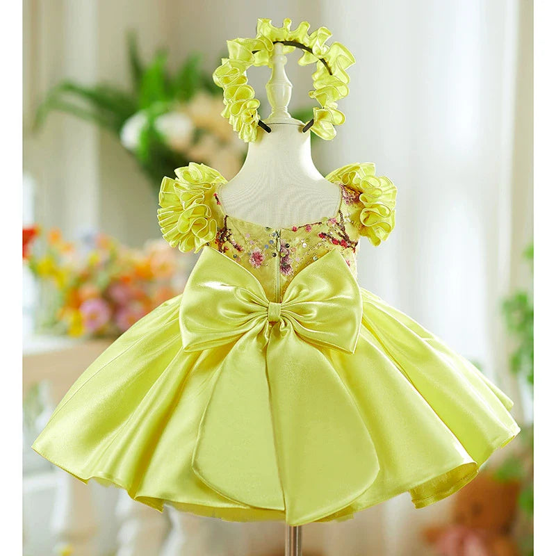 Yellow Floral Party Dress