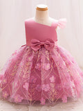Children's Party Dress with Flowers and Bow