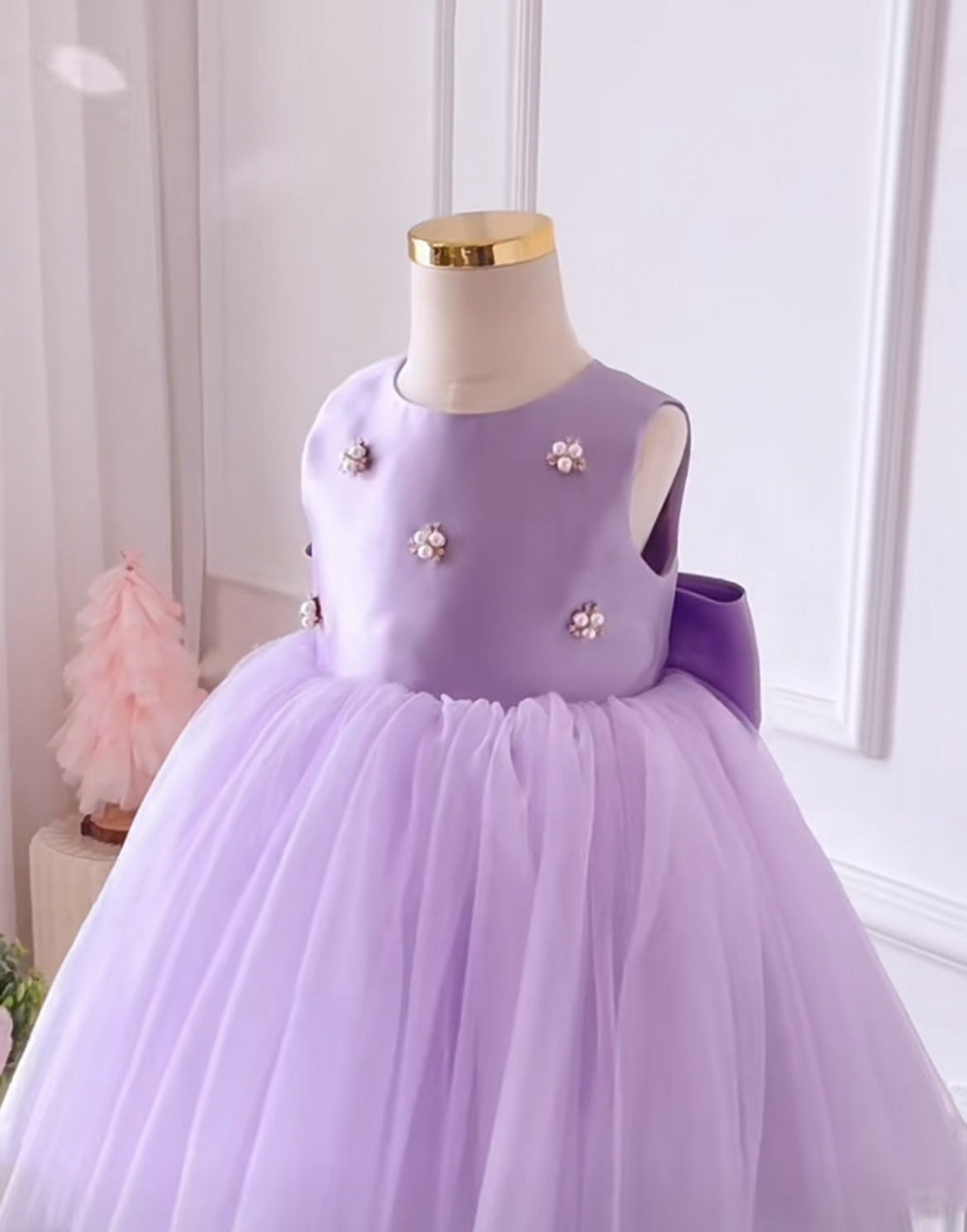Abito da festa per bambina viola con perle