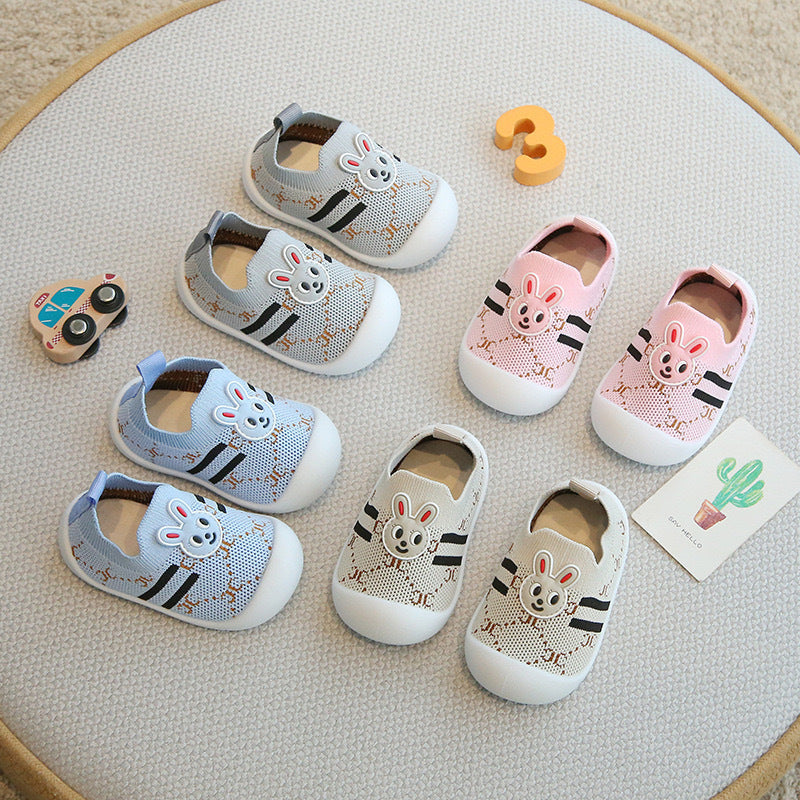 Sneakers per bambini con suola morbida e design a coniglio