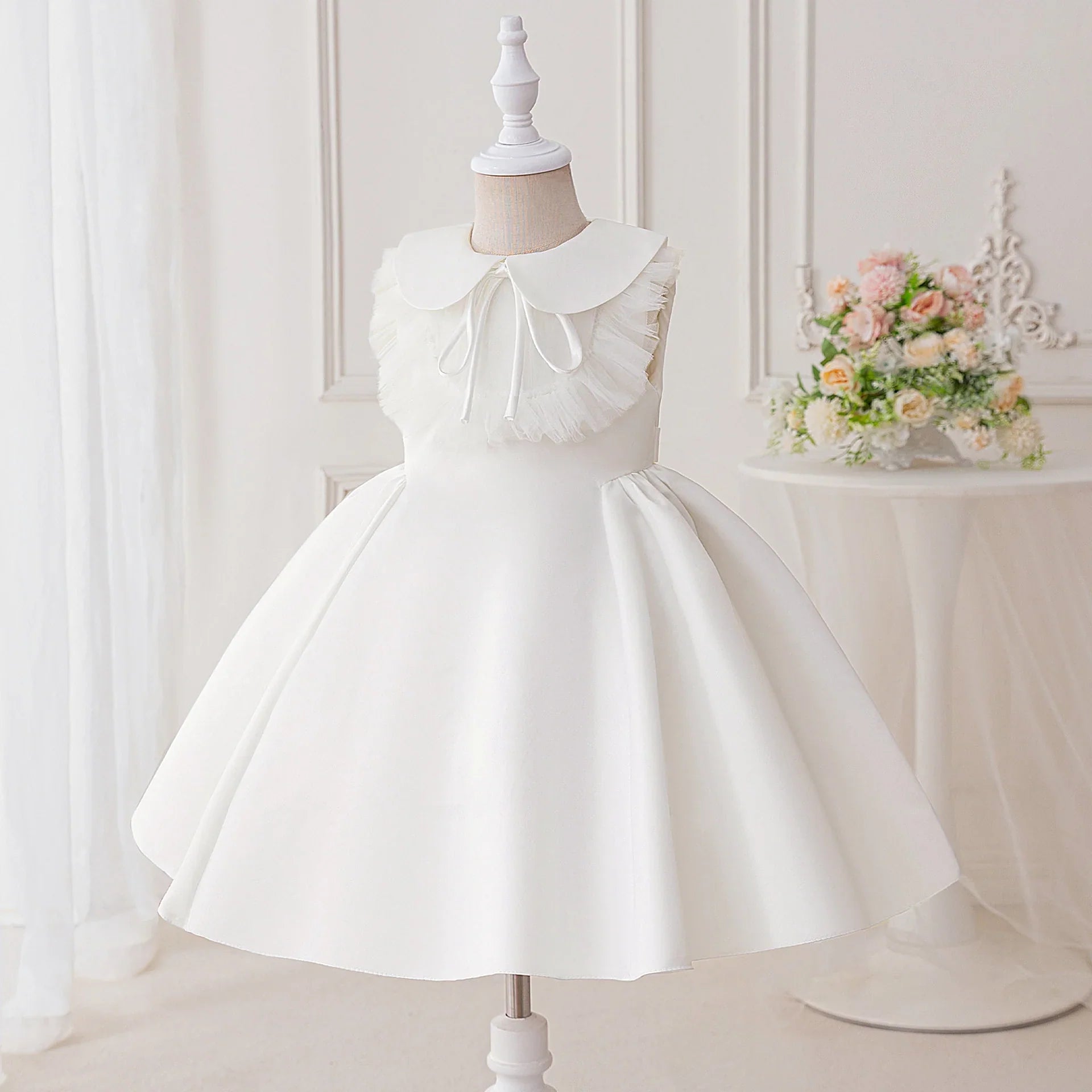 White Children's Dress with Collar