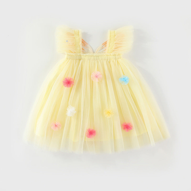 Children's Tulle Dress with Wings and Flowers