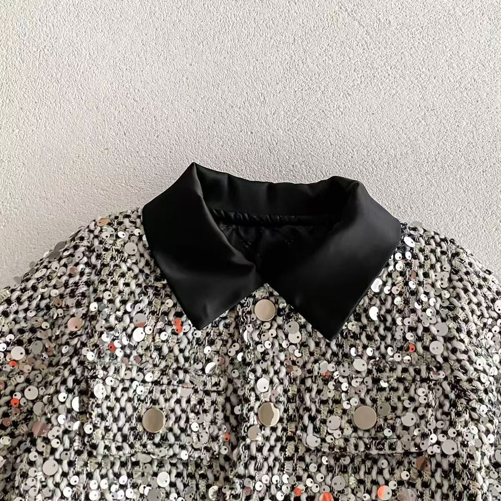 Children's Dress + Jacket, Black, Shiny