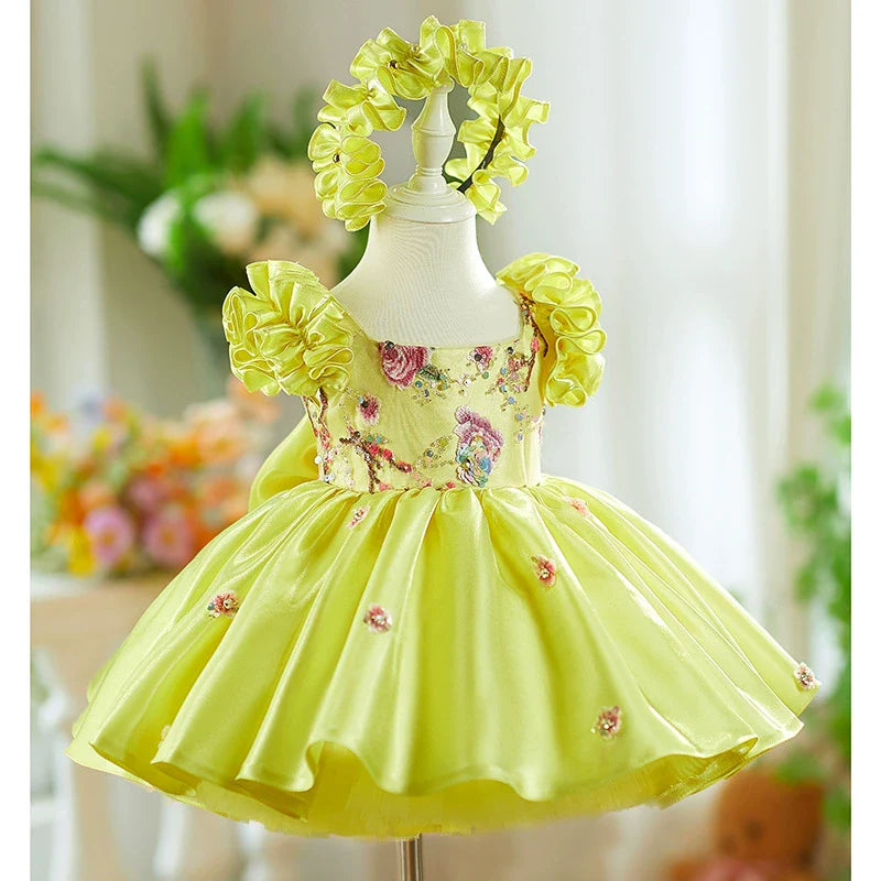 Yellow Floral Party Dress