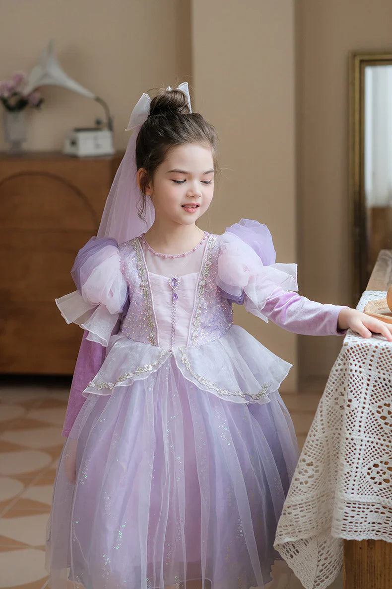 Long Sleeve Shiny Children's Dress