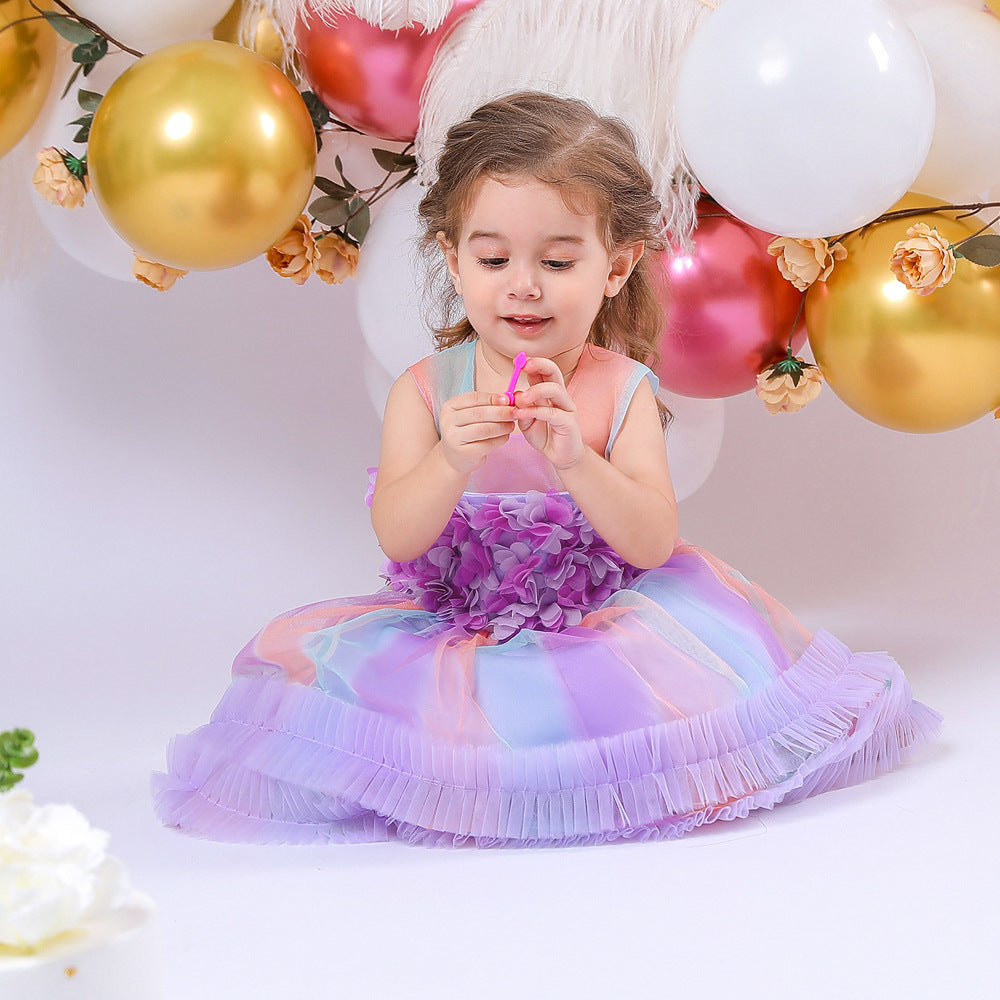 Vestito floreale in tulle per bambini