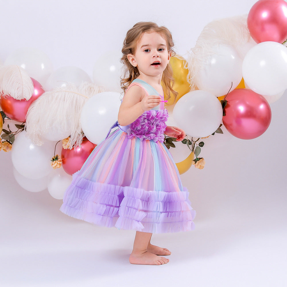 Vestito floreale in tulle per bambini