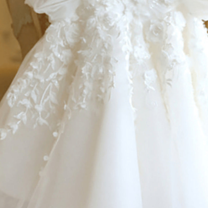 Abito Bambina Floreale Bianco e Tulle