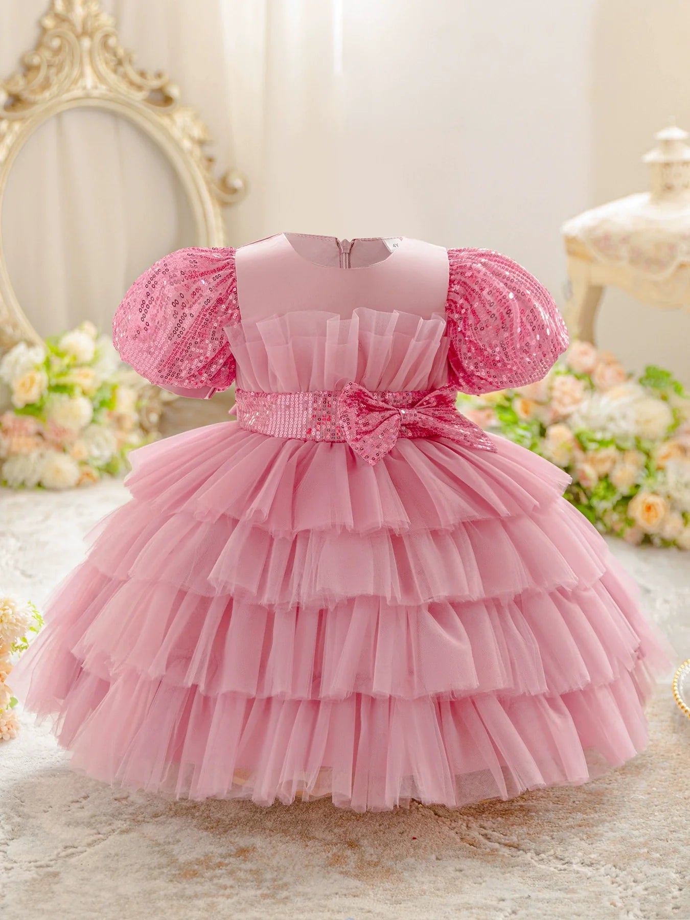 Children's Tulle Dress with Layers and Bow