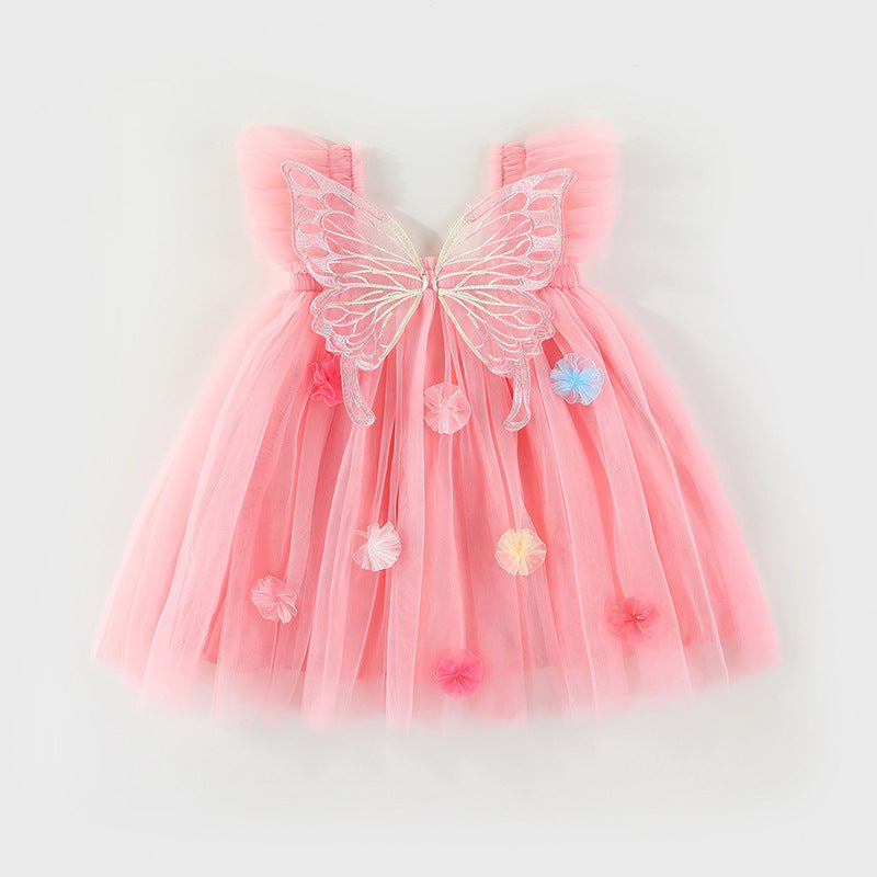 Children's Tulle Dress with Wings and Flowers