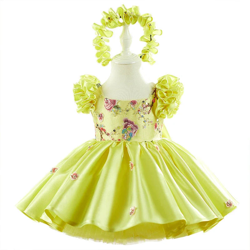 Yellow Floral Party Dress