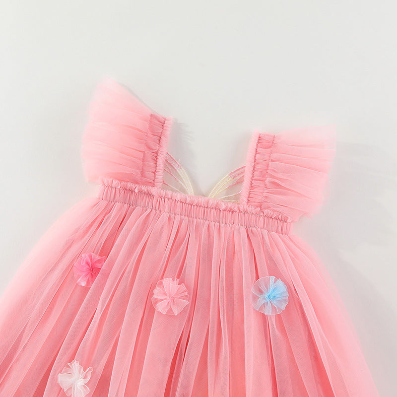 Children's Tulle Dress with Wings and Flowers