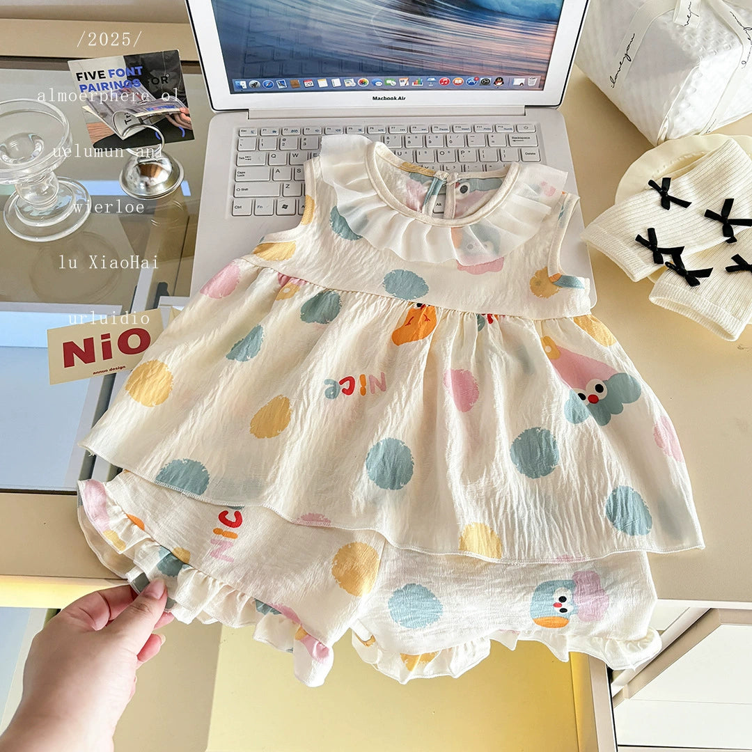 Girls' Summer Outfit with Prints