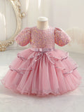 Children's Party Dress with Shiny and Layered Tulle