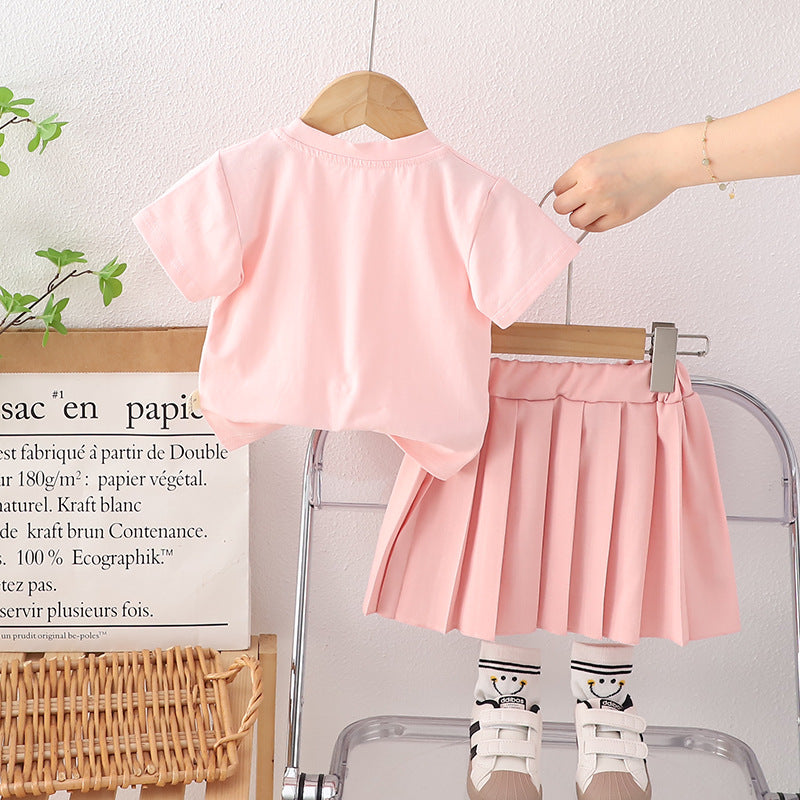 Set di Abiti per Bambini Maglietta a Maniche Corte + Gonna 2 pezzi
