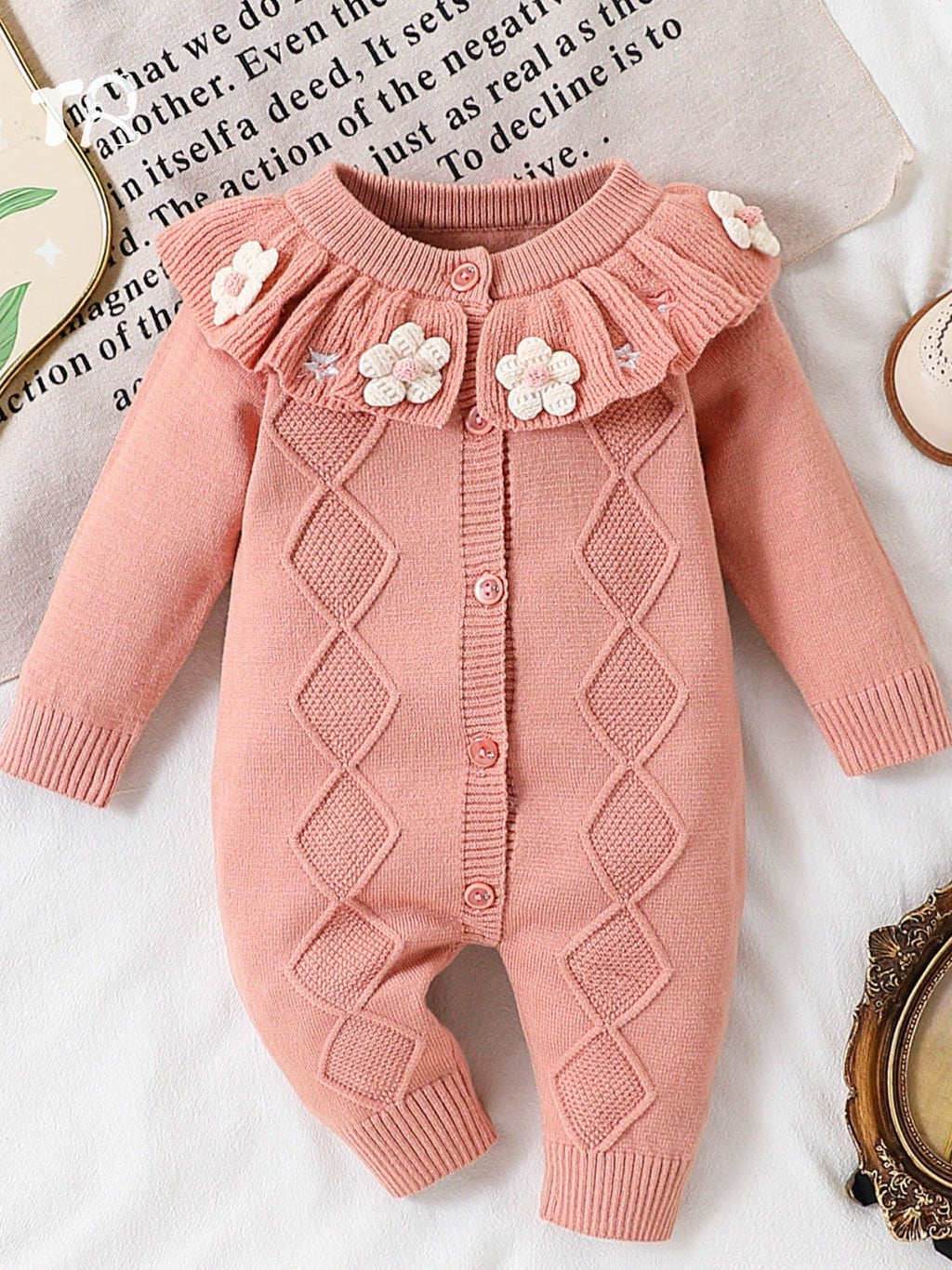 Knitted Jumpsuit with Little Flowers