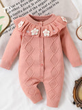 Knitted Jumpsuit with Little Flowers