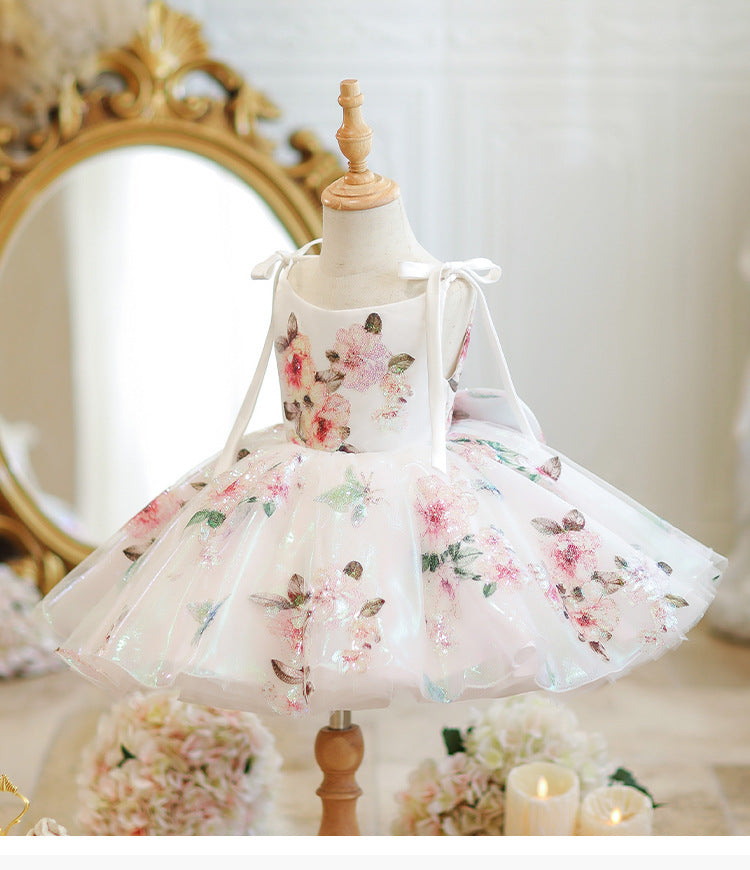 Floral Party Dress with Bow Straps