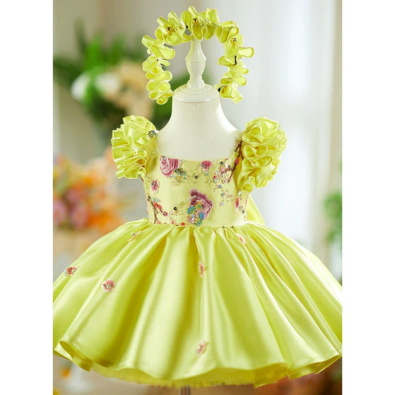 Yellow Floral Party Dress