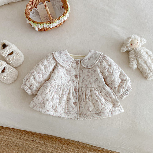 Baby Girls Warm Winter Floral Cotton Coat