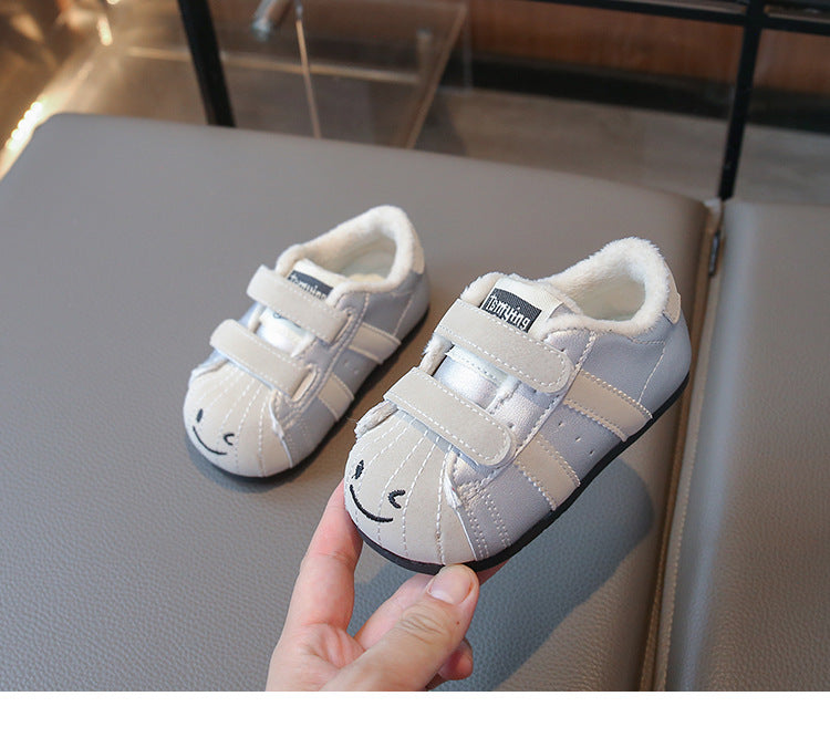 Sneakers a righe per bambini con motivo faccina