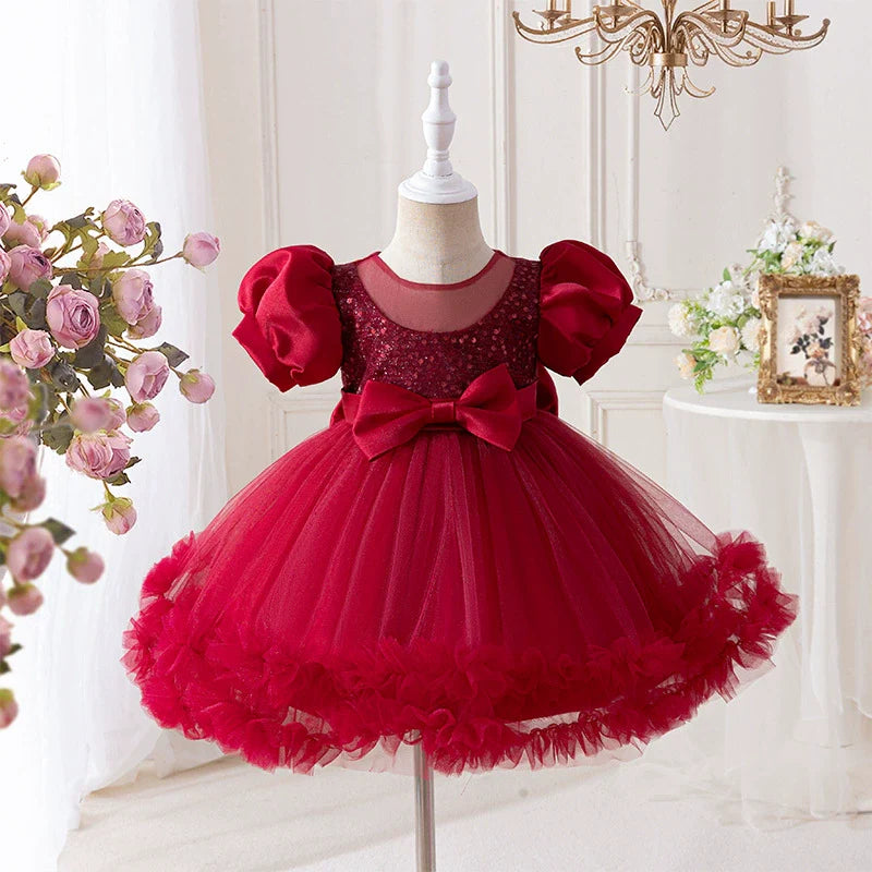 Children's Party Dress with Rhinestones and Bow